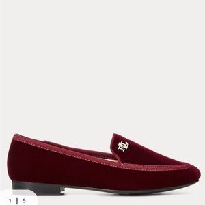 Lauren Ralph Lauren Burgundy Velvet Slip-On Loafer with Gold Logo